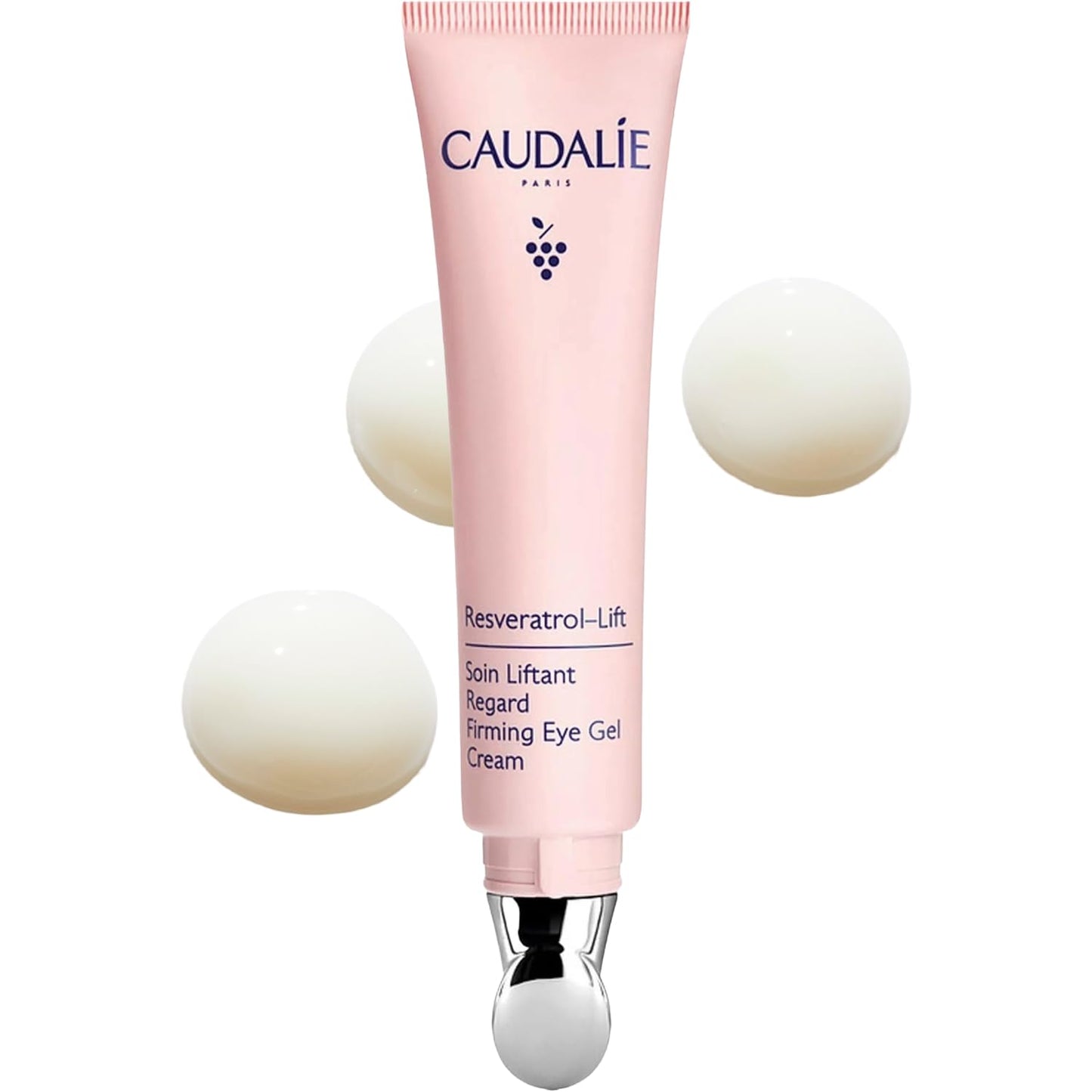 Caudalie Resveratrol-Lift Firming Eye Cream tube in pink with dark blue logo on Tampa Home & Garden Store