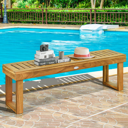 52 Inch Acacia Wood Dining Bench with Slatted Seat - Tampa Home & Garden Store