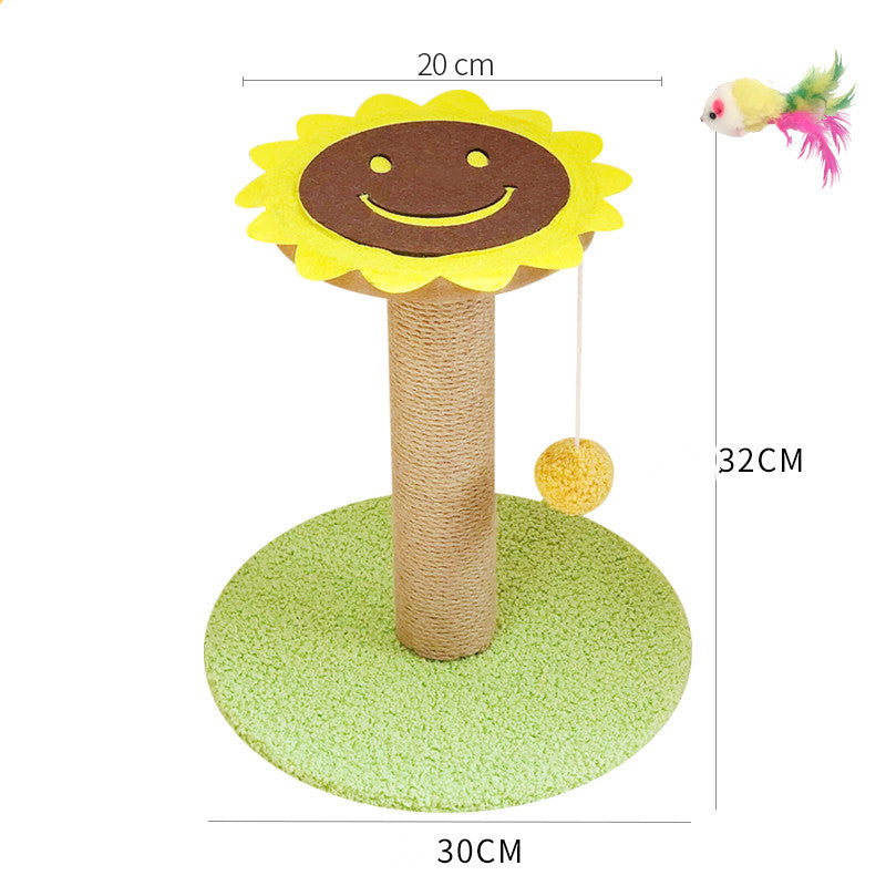 Grinding Claws And Teasing Cat Toys sunflower scratcher sisal post green base hanging mouse toy on Tampa Home & Garden Store