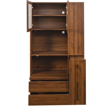 Tall Kitchen Pantry Cabinet and Microwave Stand
