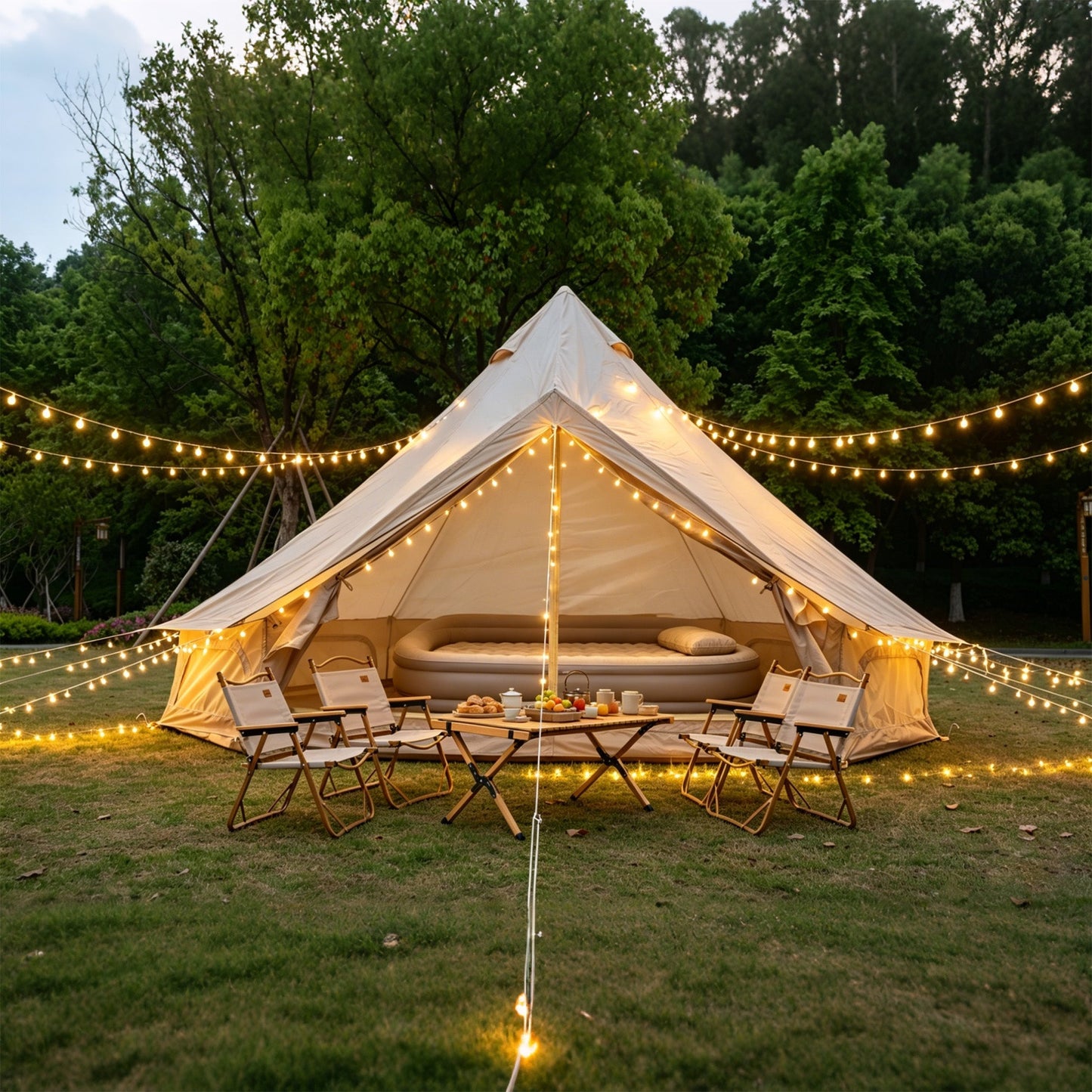 Oxford Bell Tent 13.1ft by GemGear, cream canvas with stove jack, family camping tent on Tampa Home & Garden Store
