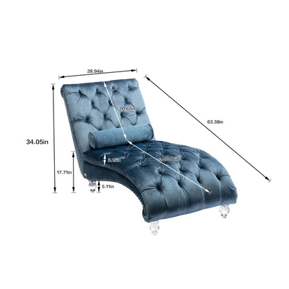 Indoor Chaise Lounge With Button Tufted Pillow