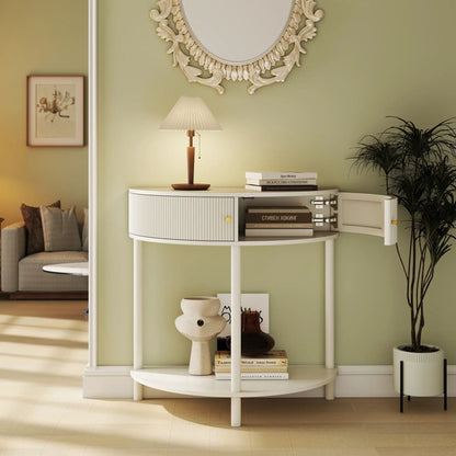 Demi Lune Console Table with 2 Storage Drawers