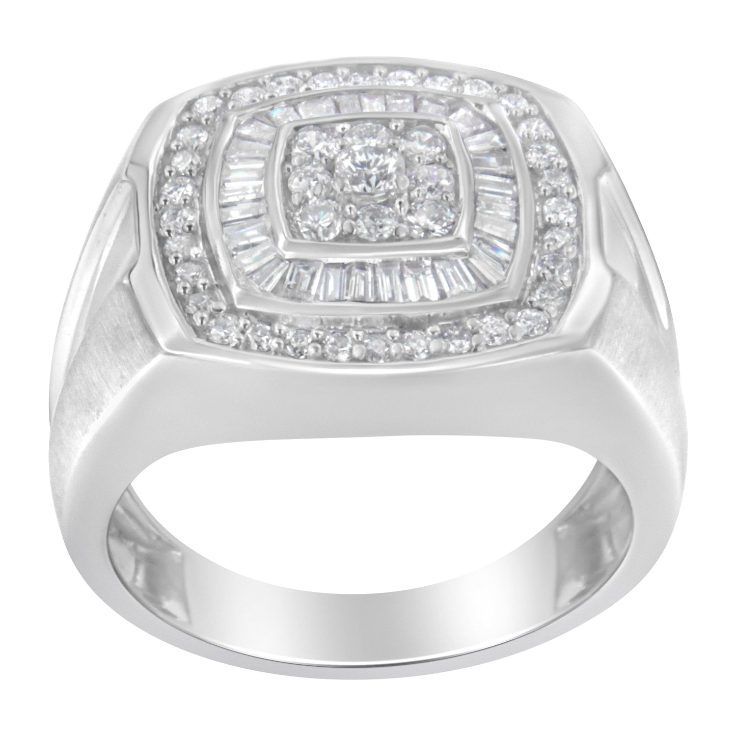 14K white gold men's 1 CTTW diamond band ring with square cluster and halo diamonds by Bids.com on Tampa Home & Garden Store