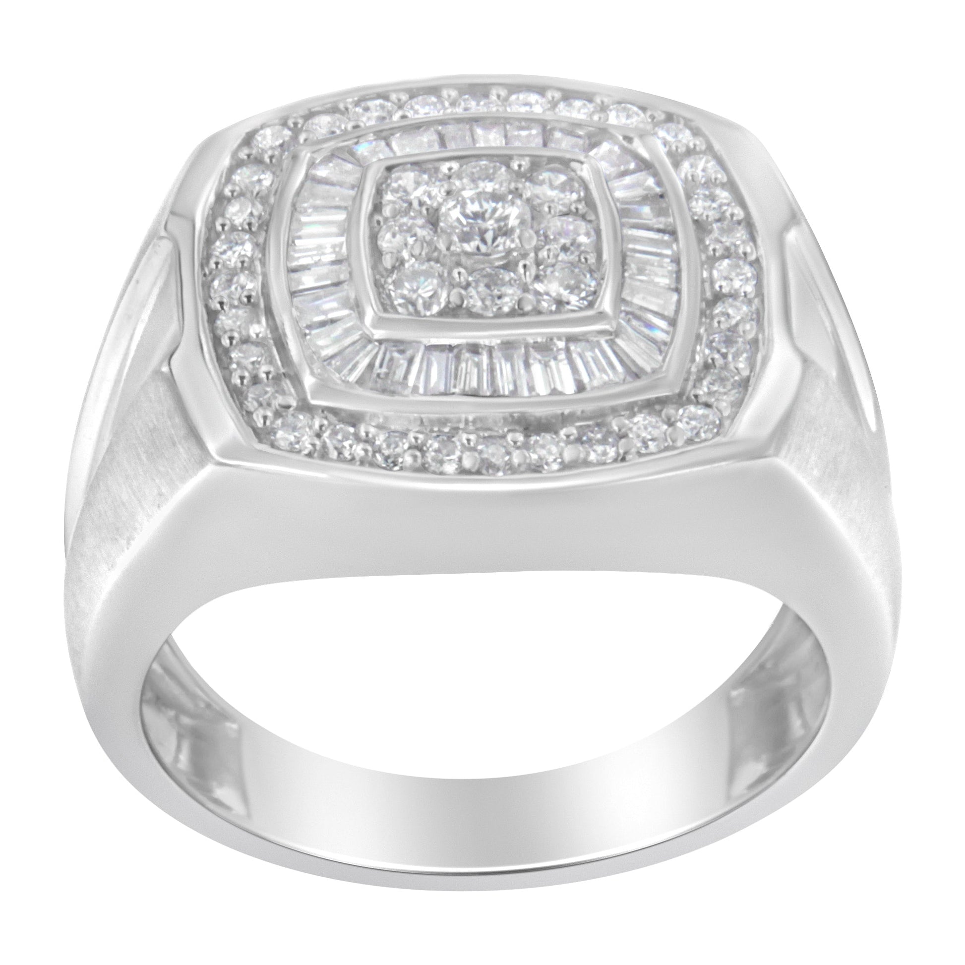 14K white gold men's 1 CTTW diamond band ring with square cluster and halo diamonds by Bids.com on Tampa Home & Garden Store