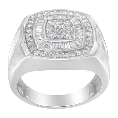 14K white gold men's 1 CTTW diamond band ring with square cluster and halo diamonds by Bids.com on Tampa Home & Garden Store