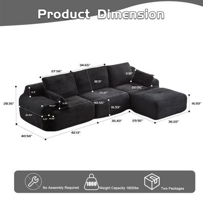Compressed sofa large sectional 2-piece living room set by Unique Piece Furniture in dark gray on Tampa Home & Garden Store