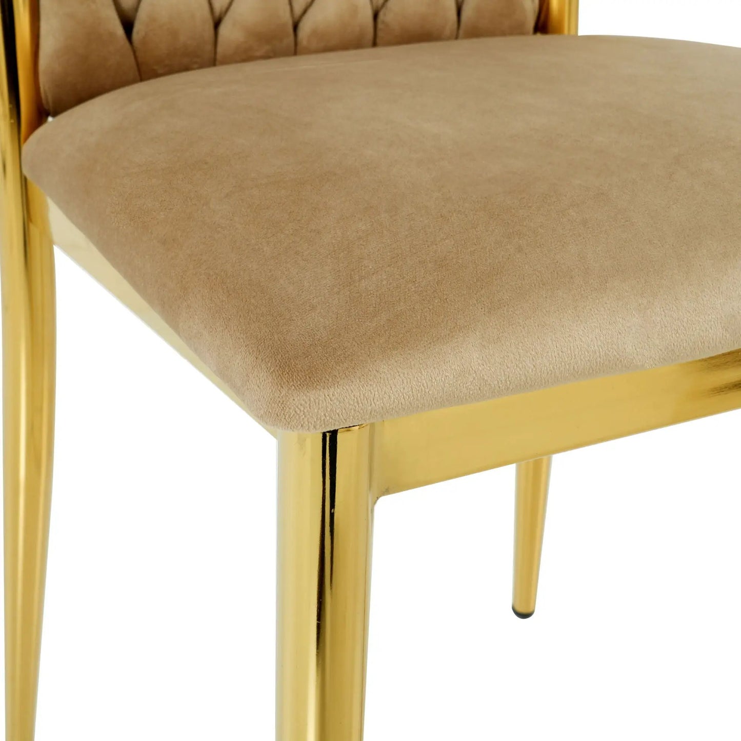 Modern dining chair tan velvet upholstered seat with gold metal frame by Unique Piece Furniture on Tampa Home & Garden Store