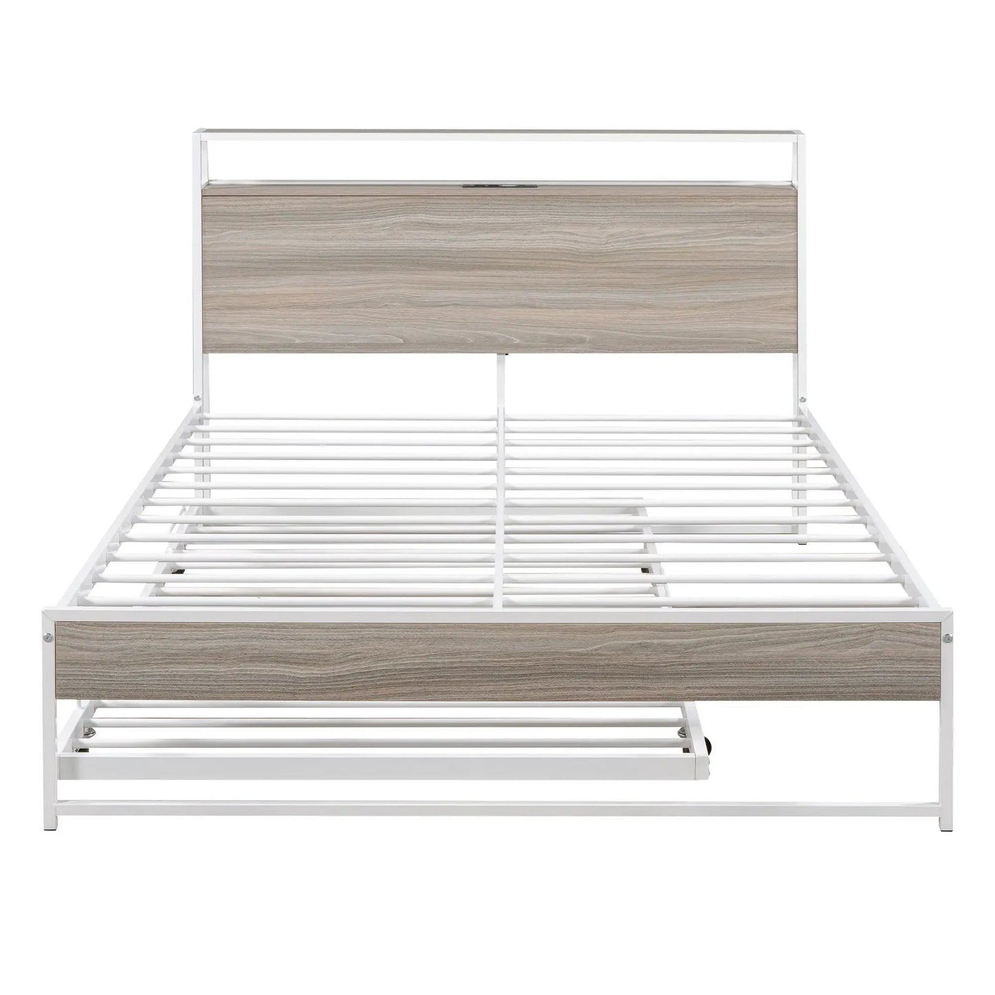 Platform Bed Frame With Trundle and USB Ports