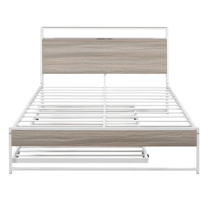 Platform Bed Frame With Trundle and USB Ports
