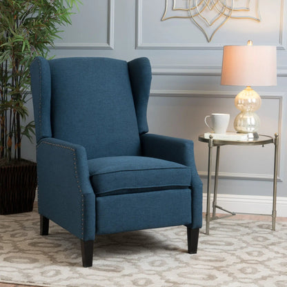 Westeros Wing Back Fabric Upholstered Recliner blue fabric by Unique Piece Furniture on Tampa Home & Garden Store