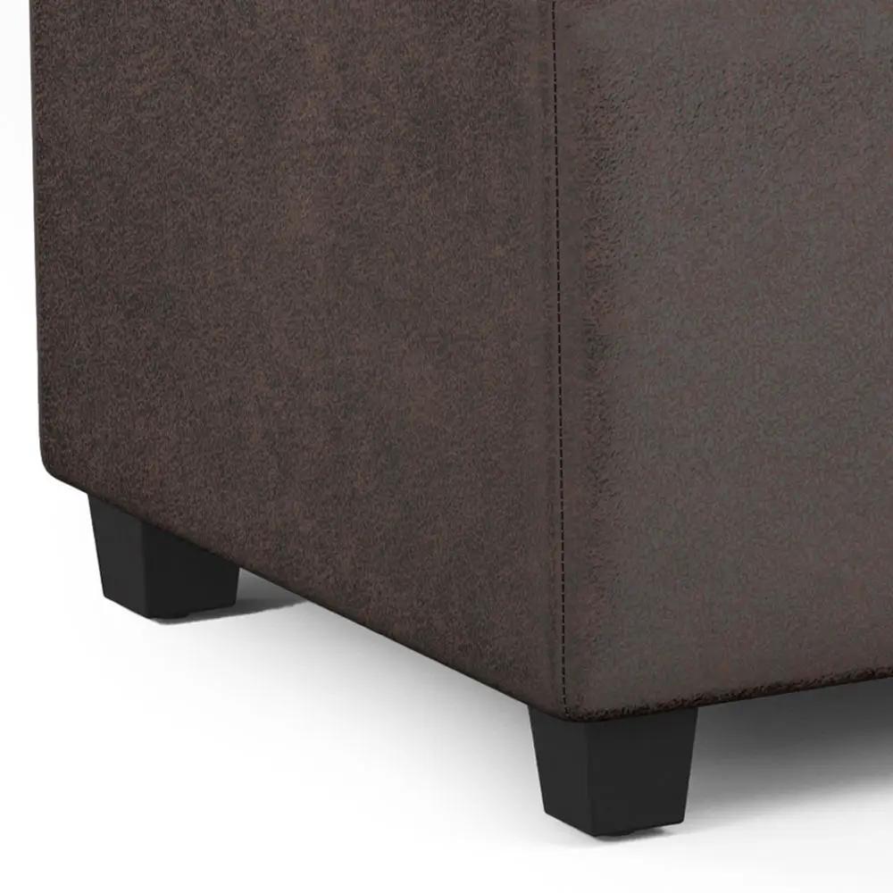 Avalon Multifunctional Storage Ottoman Bench, brown faux leather with black legs on Tampa Home & Garden Store