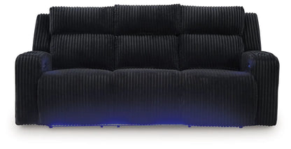 Forest Lake power reclining sofa with adj headrest in black corduroy by Unique Piece Furniture on Tampa Home & Garden Store