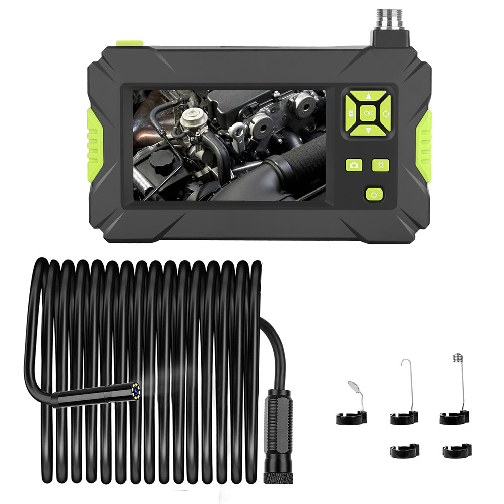 Endoscope HD camera with long coiled probe, neon-green accents and six interchangeable tips on Tampa Home & Garden Store