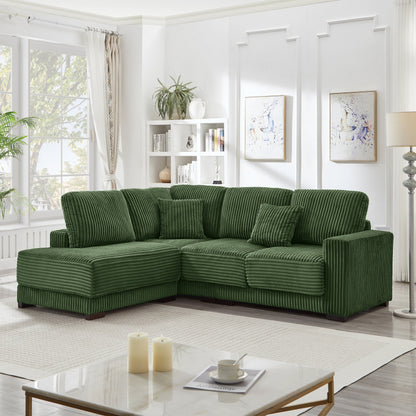 93in green corduroy L-shaped sectional sofa by HouseOfZazla in a contemporary living room on Tampa Home & Garden Store