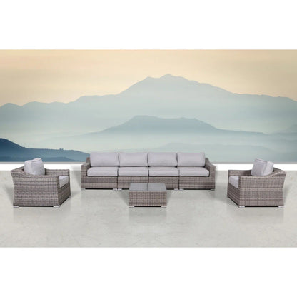 Outdoor Wicker Set With Glass Table And Cushions