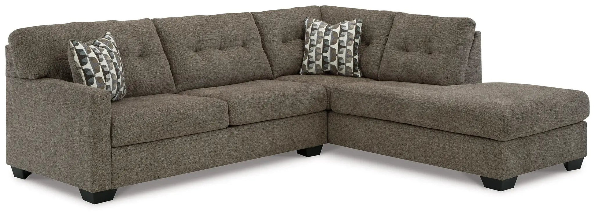 Mahoney Sectional by Unique Piece Furniture in brown textured fabric with chaise on Tampa Home & Garden Store