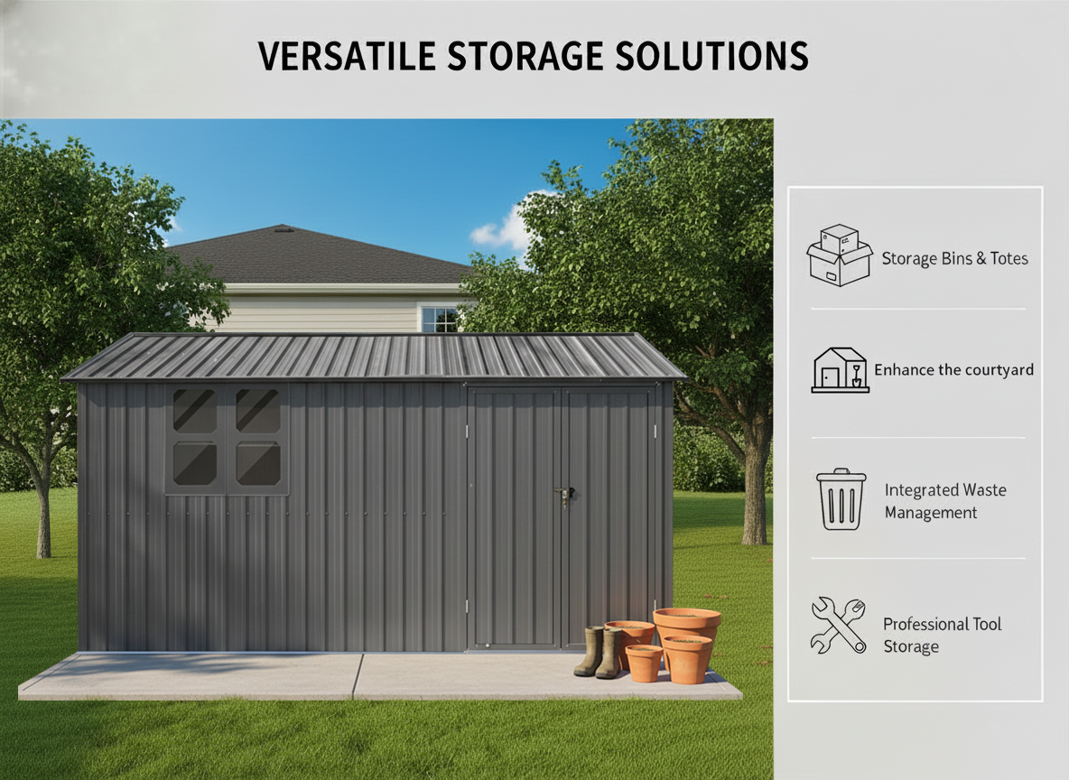 12x10 Ft Metal Garden Shed for Outdoor Storage