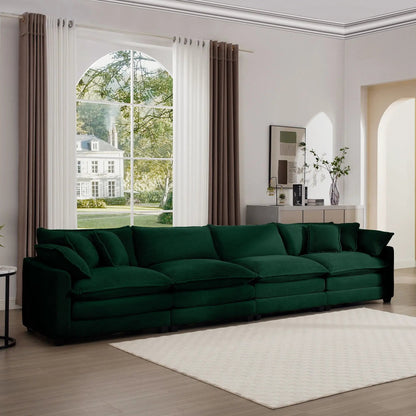 Modern Upholstered 4 Seater Sofa With Pillows