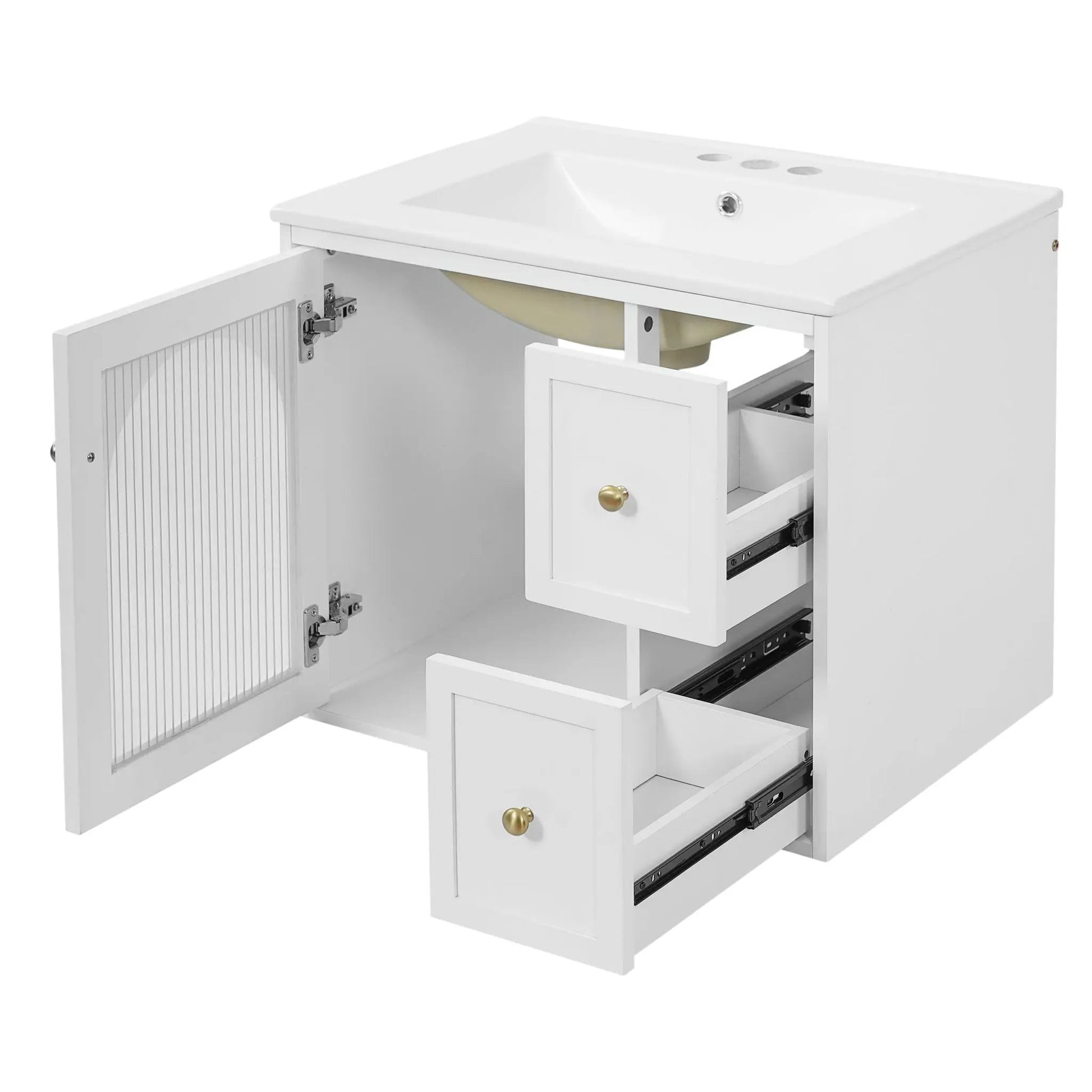 Wall-mounted bathroom vanity set with sink, 2 drawers and soft-close door, Unique Piece Furniture on Tampa Home & Garden Store