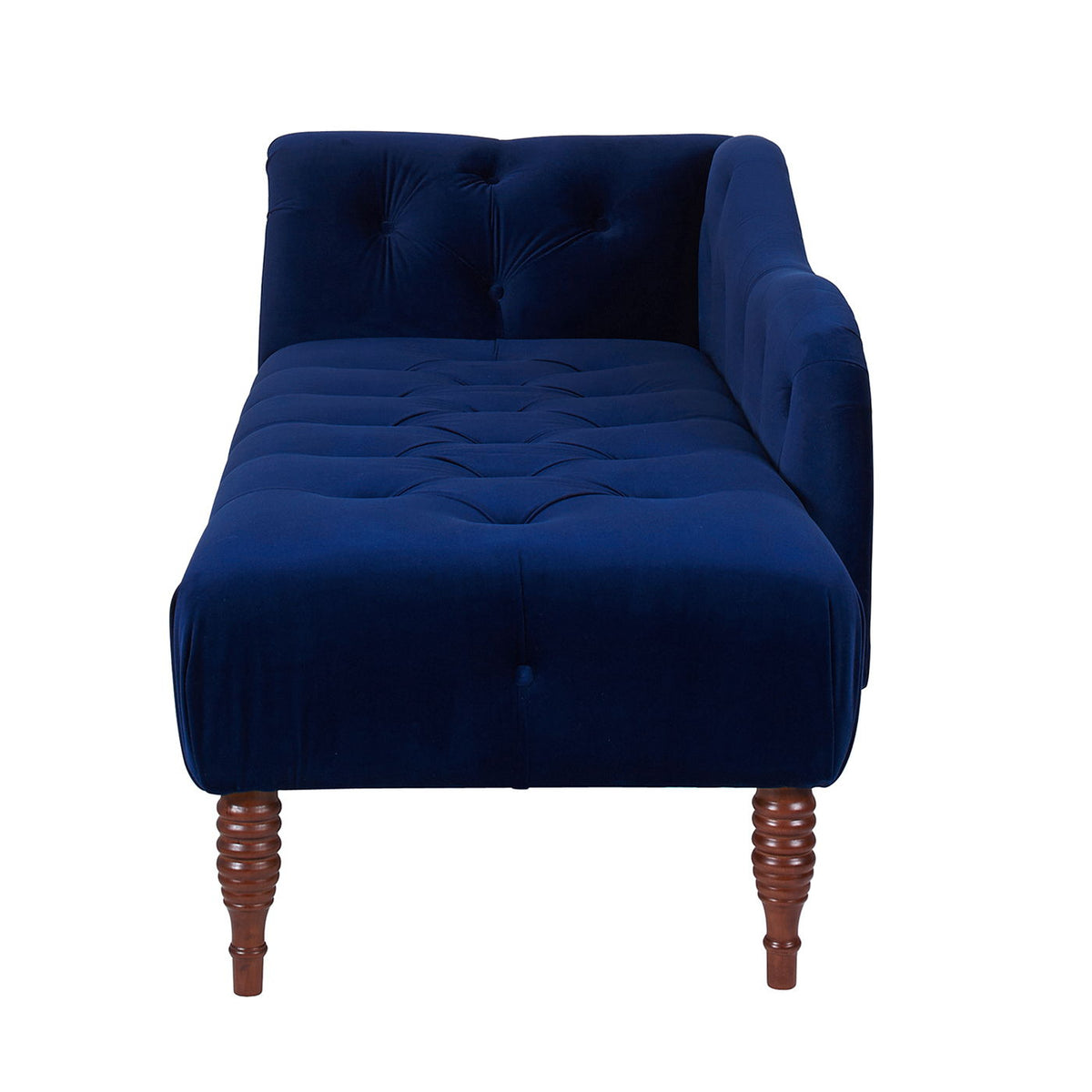 Tufted roll-arm chaise lounge in blue velvet with premium foam, by HouseOfZazla on Tampa Home & Garden Store