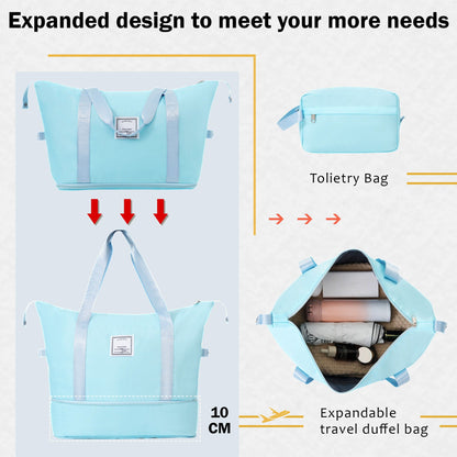 2-piece light blue luggage set with a large duffel bag and a small toiletry bag on Tampa Home & Garden Store