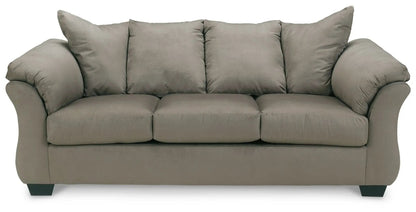 Darcy sofa by Unique Piece Furniture in taupe fabric with plush cushions, stationary on Tampa Home & Garden Store