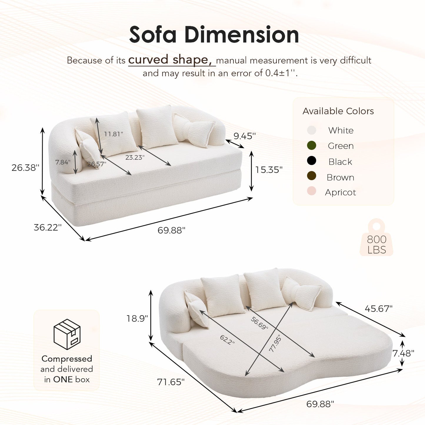 Stylish Foldable Sofa Bed and Supportive Pillows