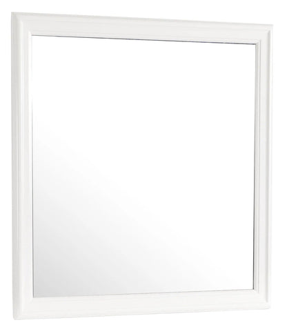Traditional white-framed wall mirror with beveled edge in a rectangular frame by Unique Piece Furniture on Tampa Home & Garden Store