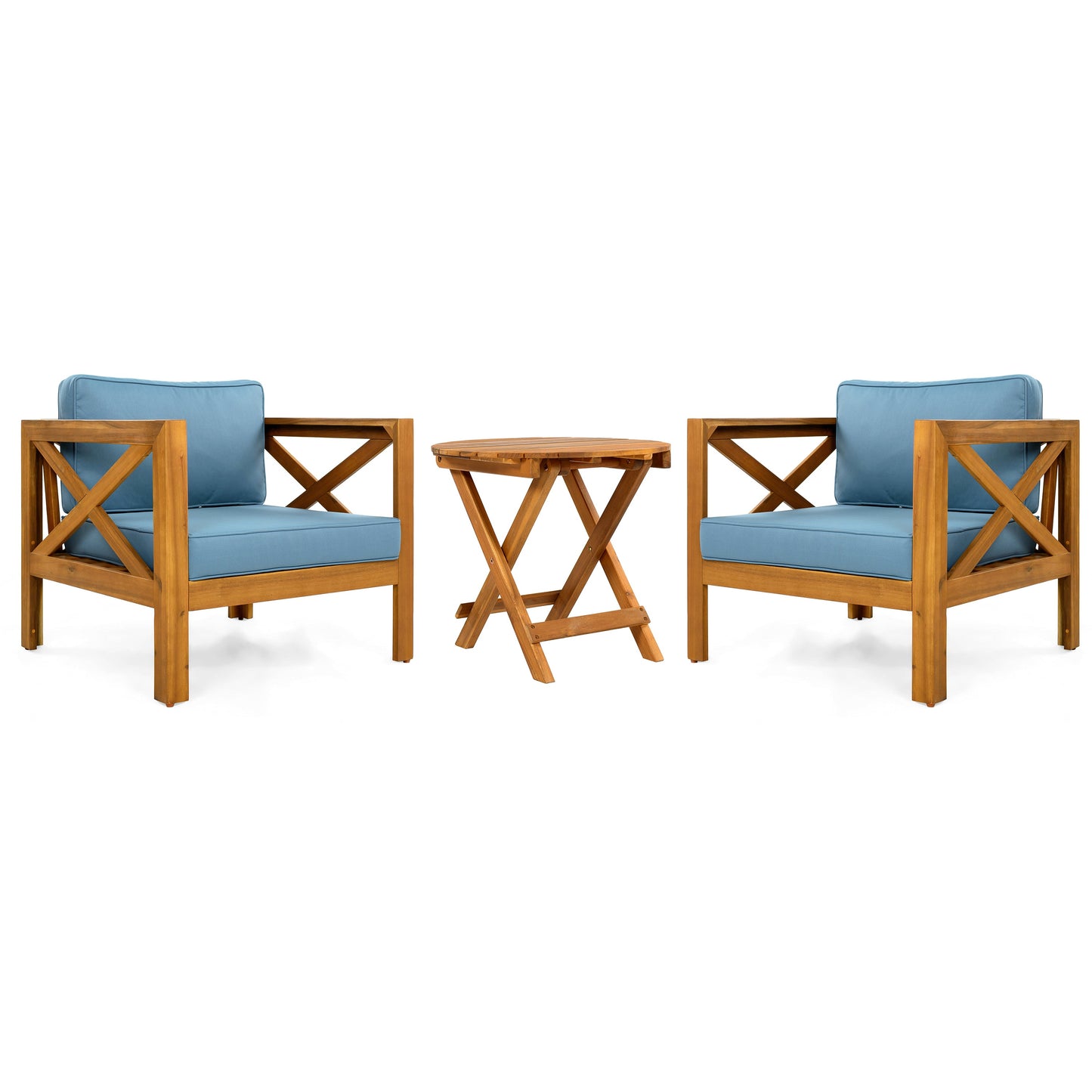 Two Seat Patio And Outdoor Wood Conversation Set