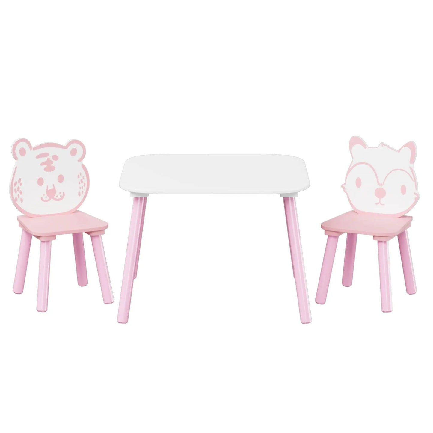 Table and chair set 3-piece pink and white animal-backrest chairs by Unique Piece Furniture on Tampa Home & Garden Store
