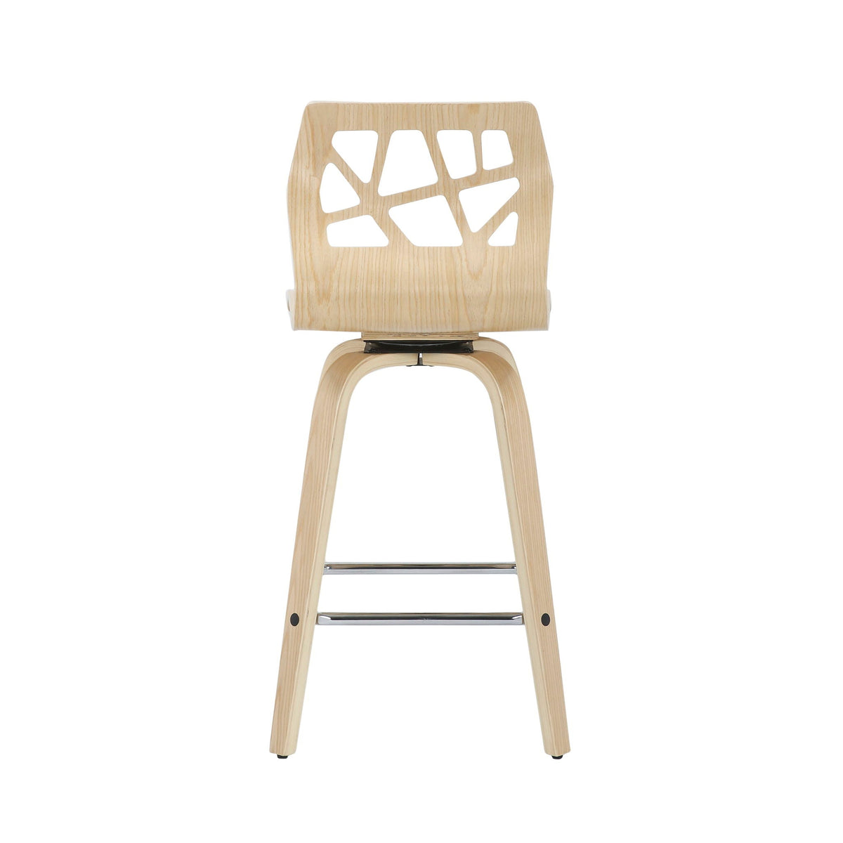 Folia counter stools set of 2 in natural wood with back cutouts and footrest by HouseOfZazla on Tampa Home & Garden Store