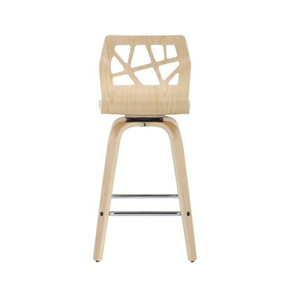 Folia counter stools set of 2 in natural wood with back cutouts and footrest by HouseOfZazla on Tampa Home & Garden Store