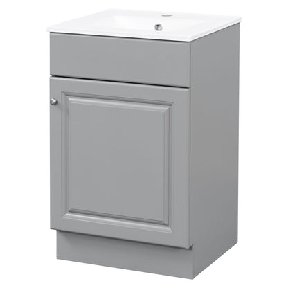 Bathroom vanity with sink in grey finish, HouseOfZazla two-drawer vanity with white ceramic sink on Tampa Home & Garden Store