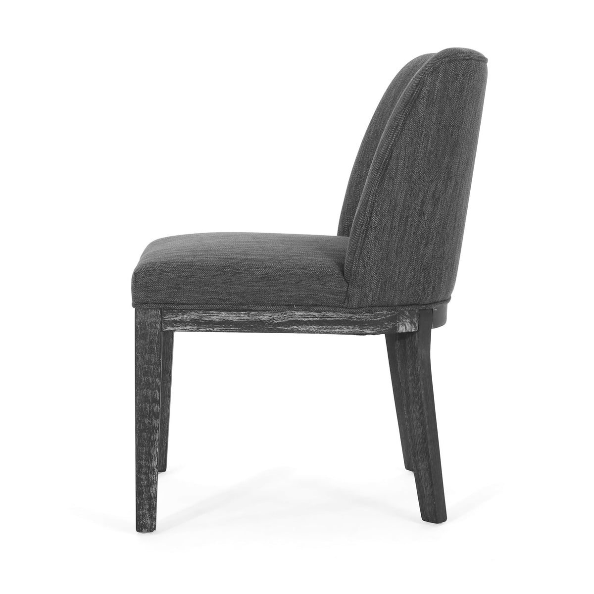 Modern dining chair set, 2, dark grey fabric upholstery with black wooden legs on Tampa Home & Garden Store