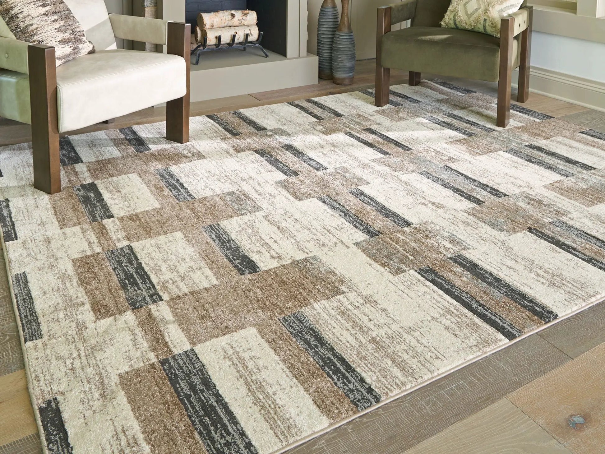 Alstone rug beige brown geometric area rug by Unique Piece Furniture on Tampa Home & Garden Store