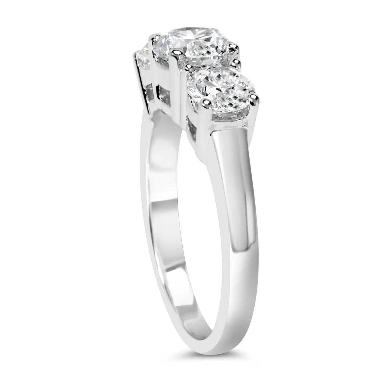 14K white gold lab-grown diamond 3-stone ring, 2.00 cttw, F-G VS1-VS2, size 7 on Tampa Home & Garden Store