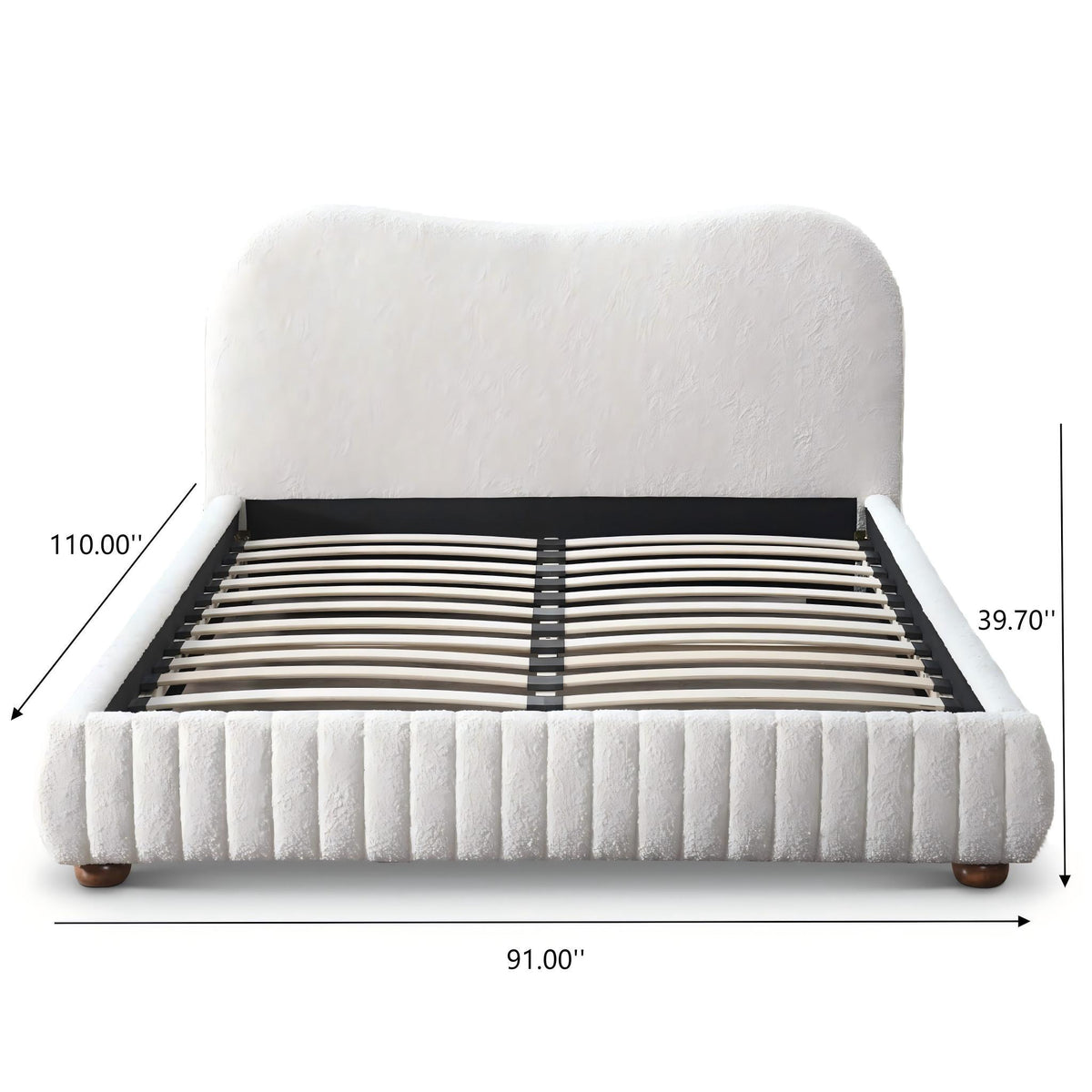 Norme queen size upholstered low-profile platform bed cream with slat foundation on Tampa Home & Garden Store