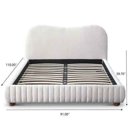 Norme queen size upholstered low-profile platform bed cream with slat foundation on Tampa Home & Garden Store