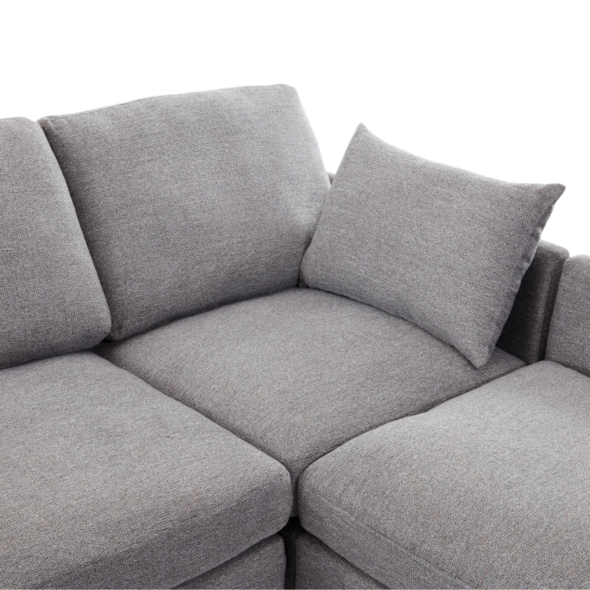Modular sectional sofa cushions in gray fabric, 2-piece living room set by HouseOfZazla on Tampa Home & Garden Store