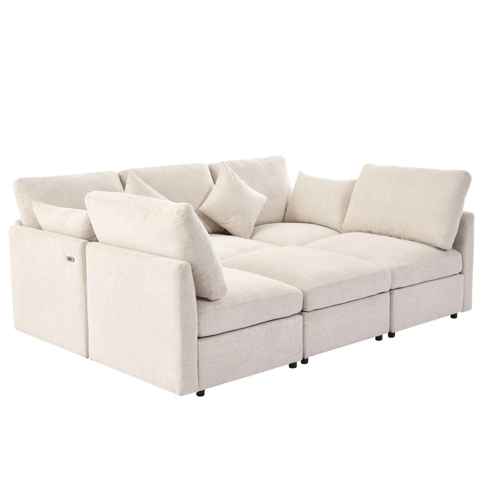 Sectional sofa modular U-shaped with ottoman, USB ports; 2-piece set HouseOfZazla on Tampa Home & Garden Store