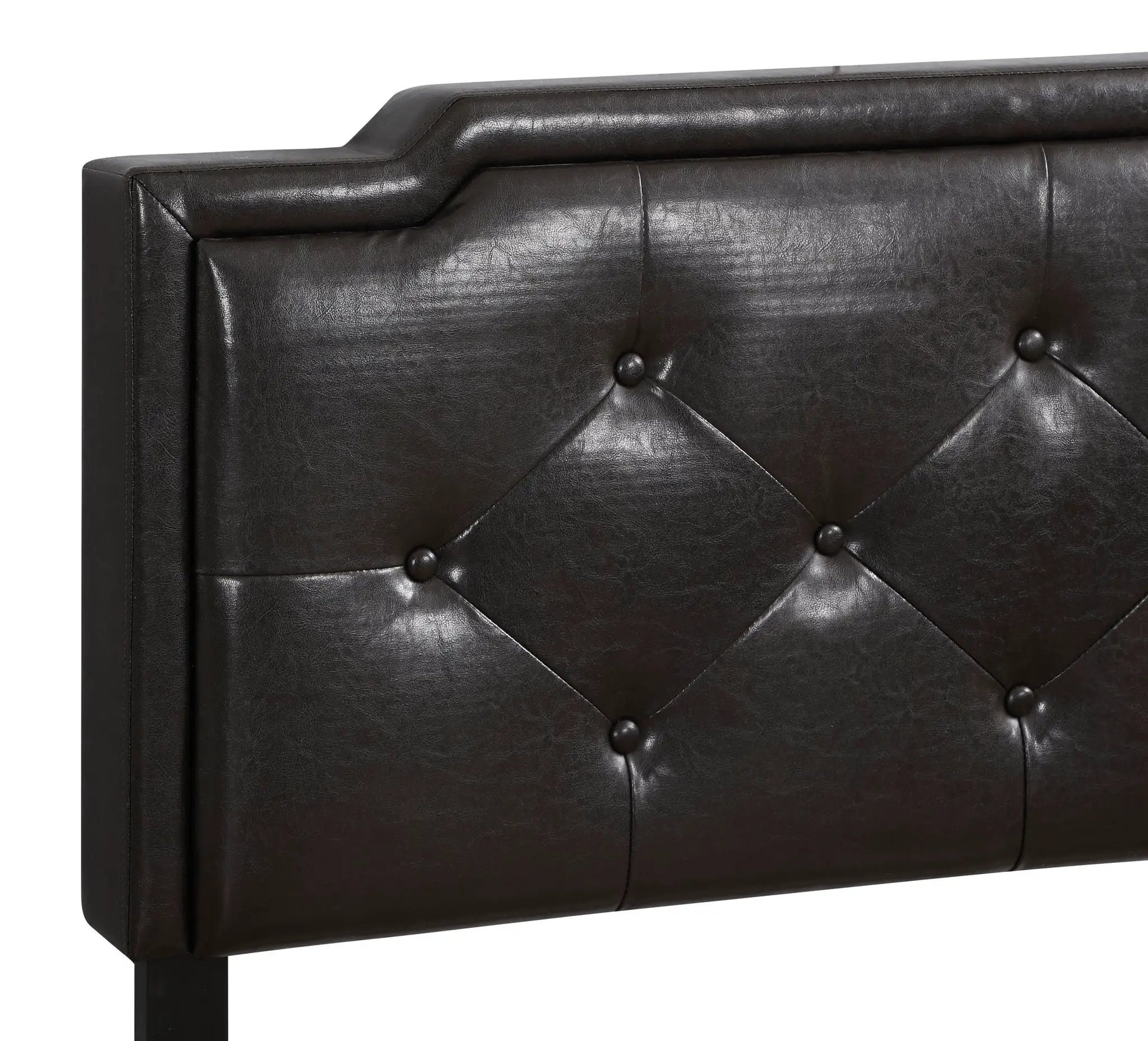 Button Tufted Bed upholstered in dark brown faux leather by Unique Piece Furniture on Tampa Home & Garden Store