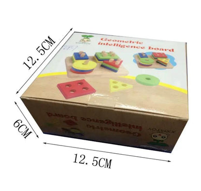 Wooden geometric puzzle toy set with colorful stackable shapes for babies by FLIPSTYLEZLLC on Tampa Home & Garden Store