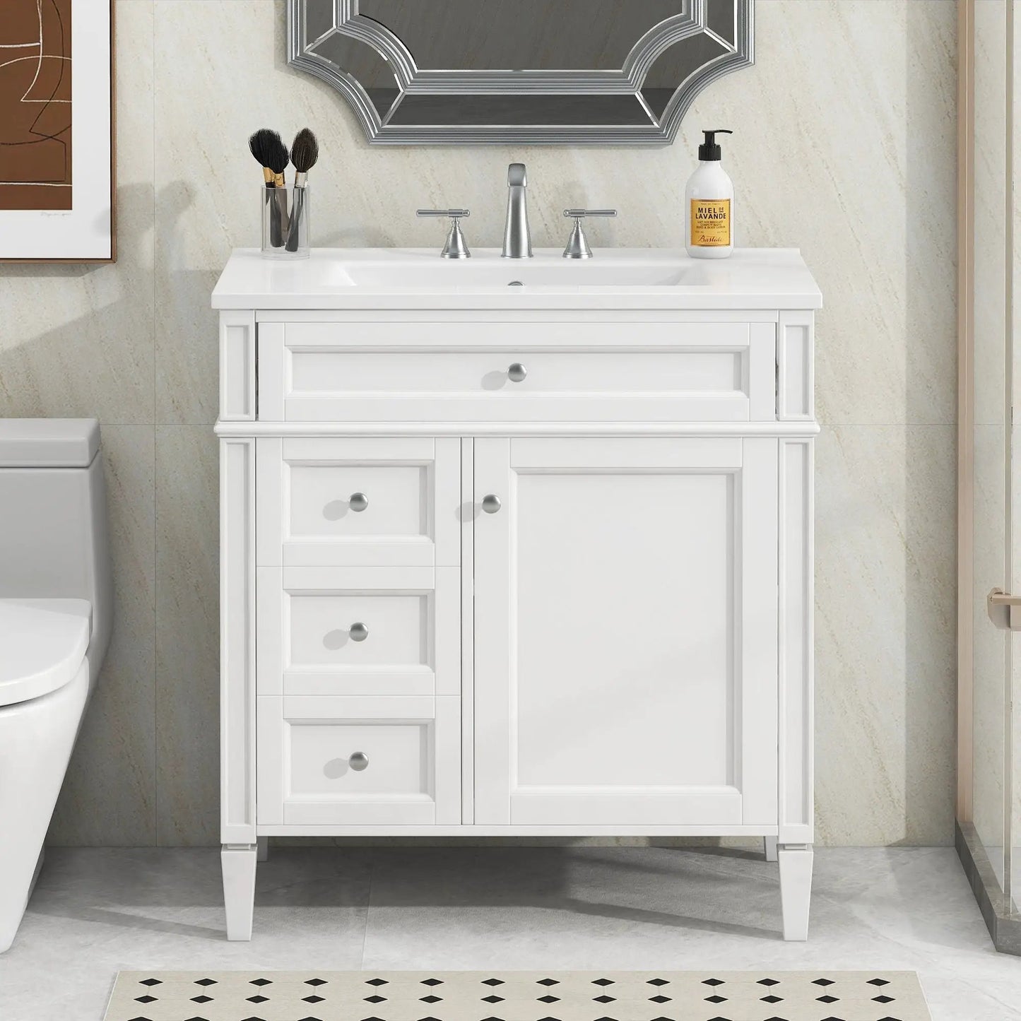 Bathroom Vanity With Top Sink and Modern Storage