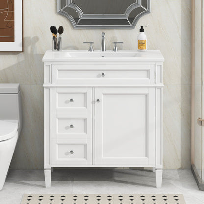 Bathroom vanity with top sink, white modern storage by HouseOfZazla, two drawers and tip-out on Tampa Home & Garden Store