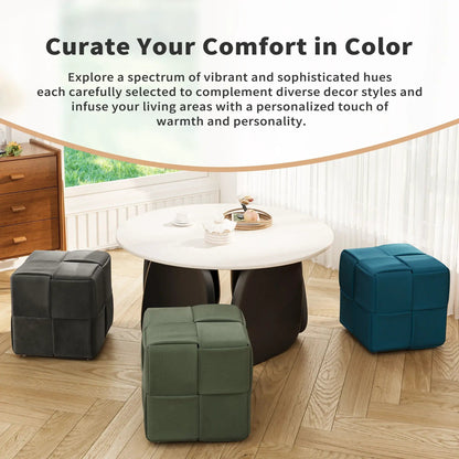 Modern Ottoman Foot Rest with Woven Design