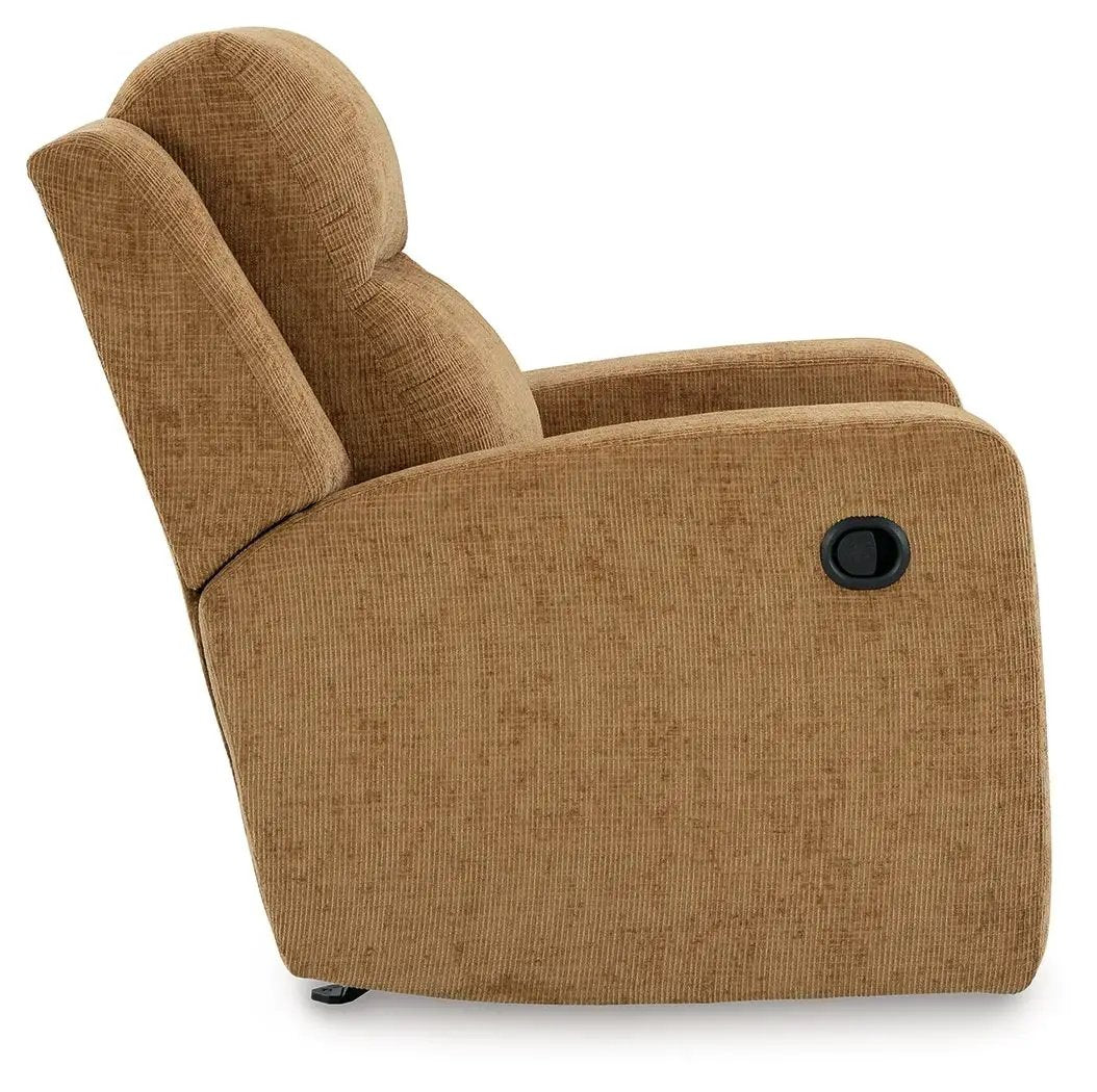 Kanlow Rocker Recliner in tan corduroy fabric by Unique Piece Furniture on Tampa Home & Garden Store