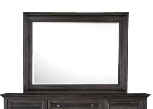 Calistoga Mirror in Weathered Charcoal with dark wood frame by Unique Piece Furniture on Tampa Home & Garden Store