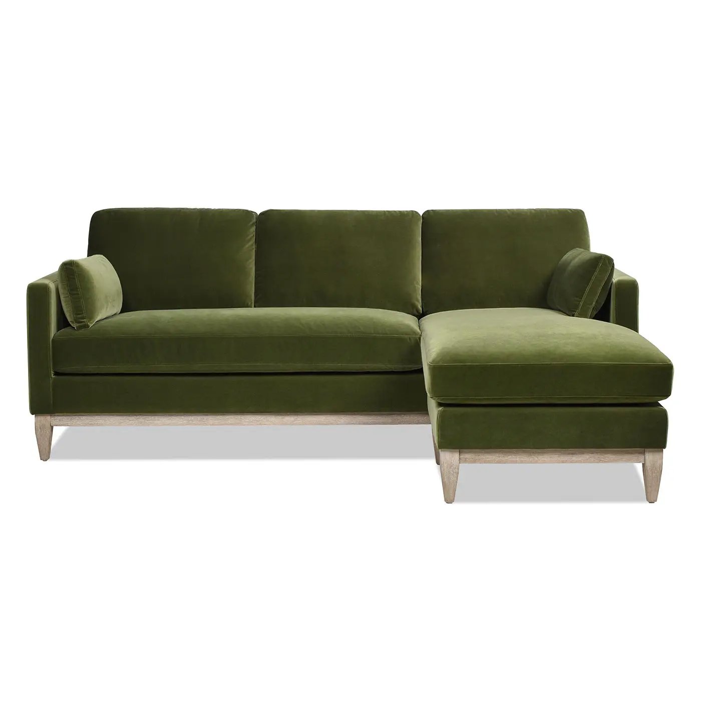 Knox Farmhouse reversible chaise sectional sofa green velvet wood legs by Unique Piece Furniture on Tampa Home & Garden Store