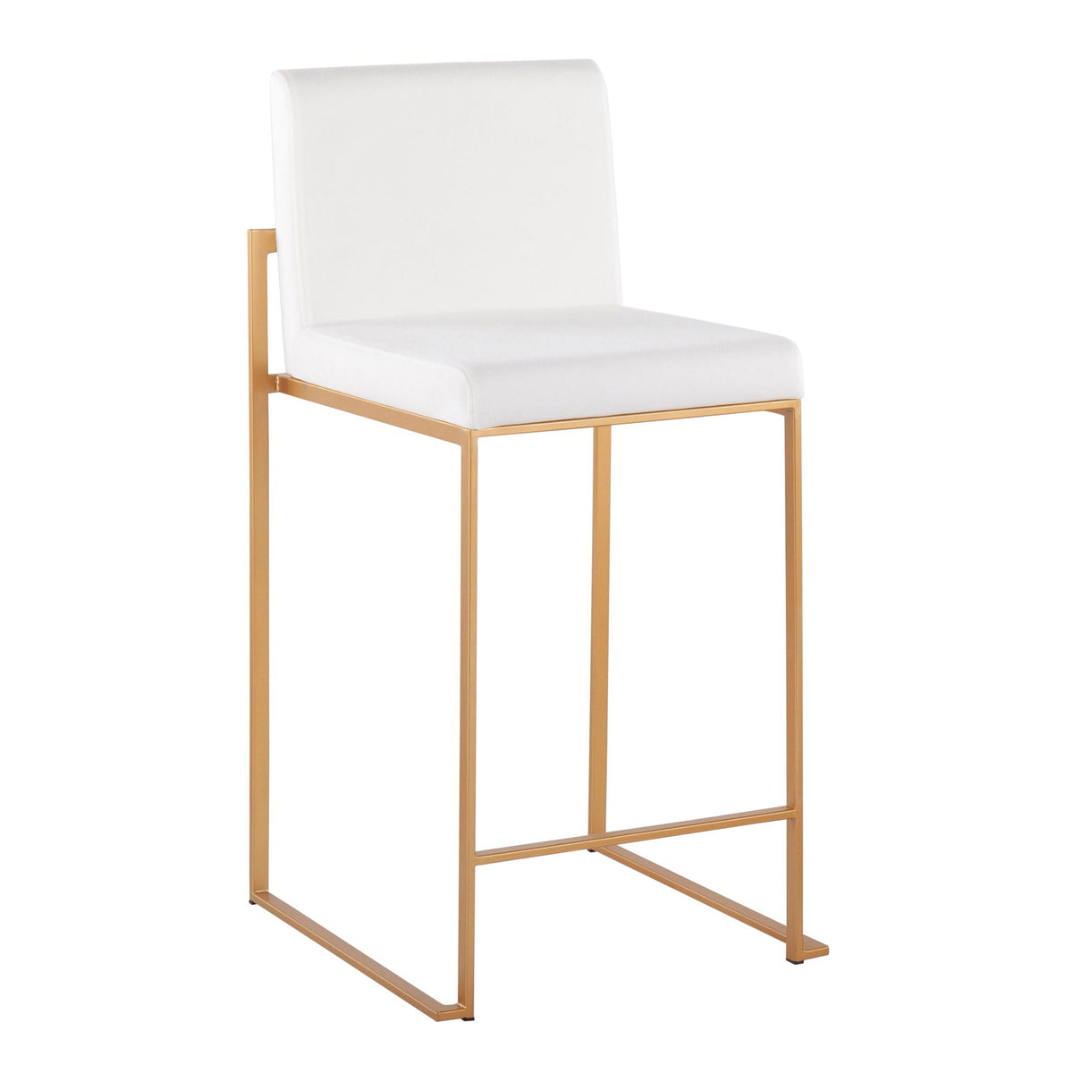 Modern high-back counter stool with white upholstered seat and gold frame by HouseOfZazla on Tampa Home & Garden Store